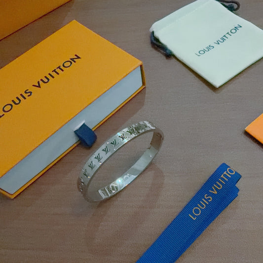 Geometric Emblem Bangle in Polished Metal-Tone – Design 010 main product view
