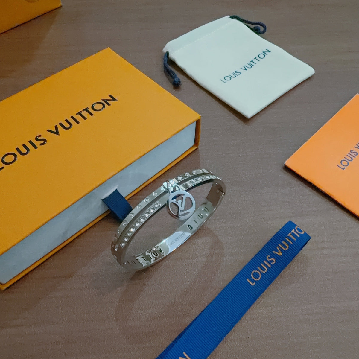 Geometric Emblem Bangle in Polished Metal-Tone – Design 008 front product view