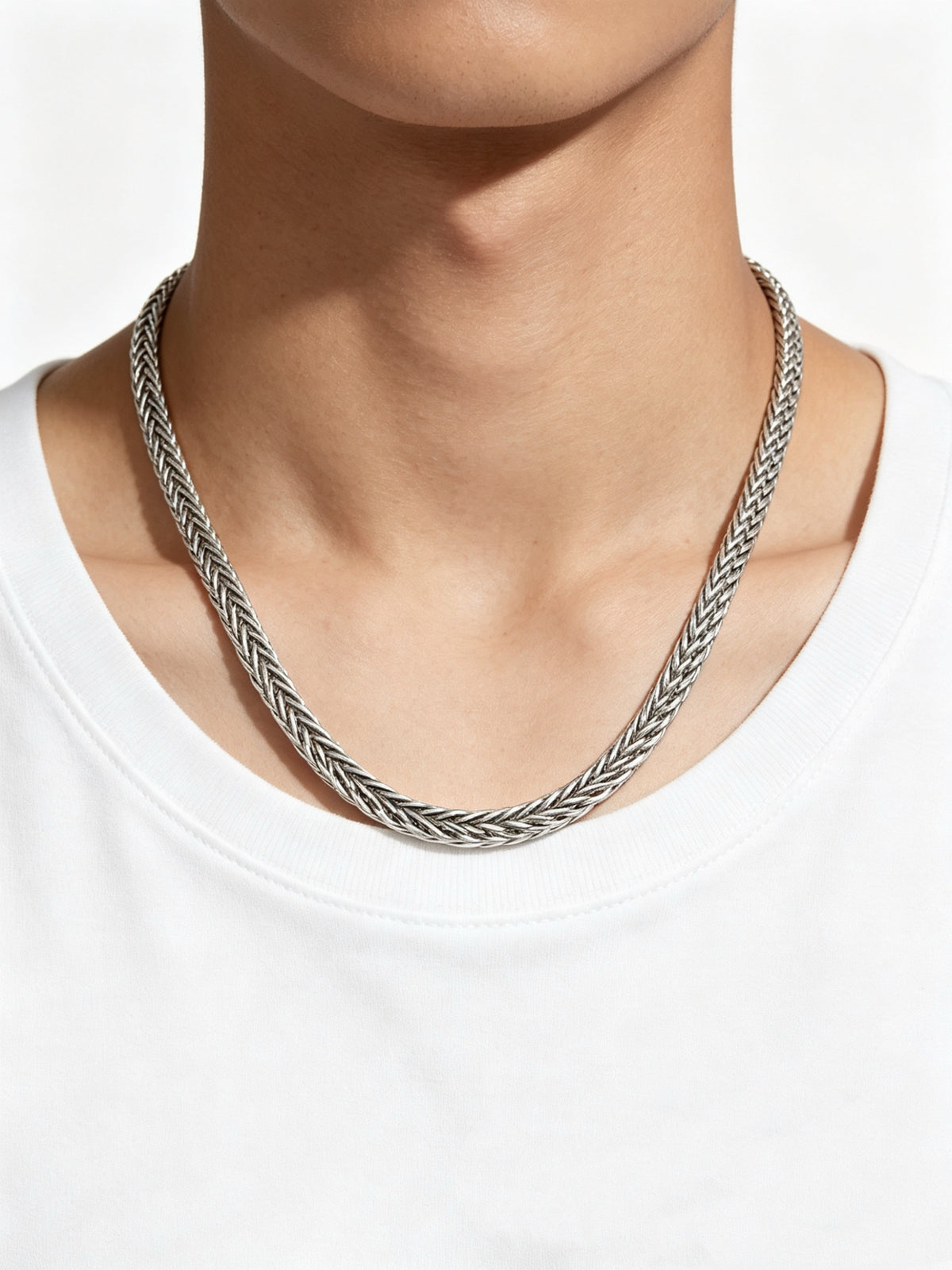 Signature Motif Pendant Necklace in Silver-Tone – Vintage Detail – Design 38 styled product view