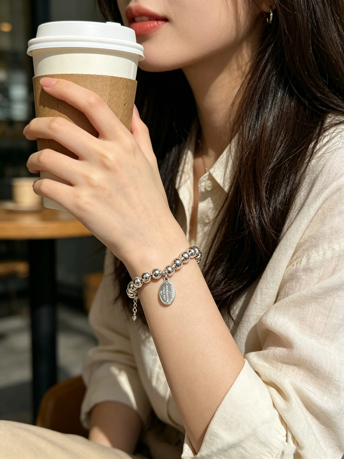 Signature Motif Bracelet in Silver-Tone – Vintage Detail – Design 86 side detail