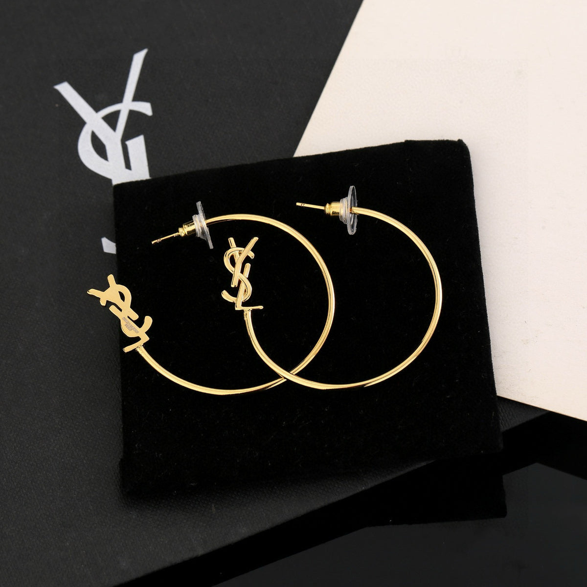 Geometric Emblem Stud Earrings in Polished Metal-Tone – Design 009 main product view
