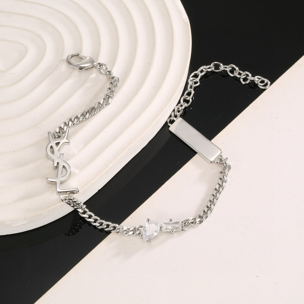 Geometric Emblem Bracelet in Gold-Tone – Design 001 front product view