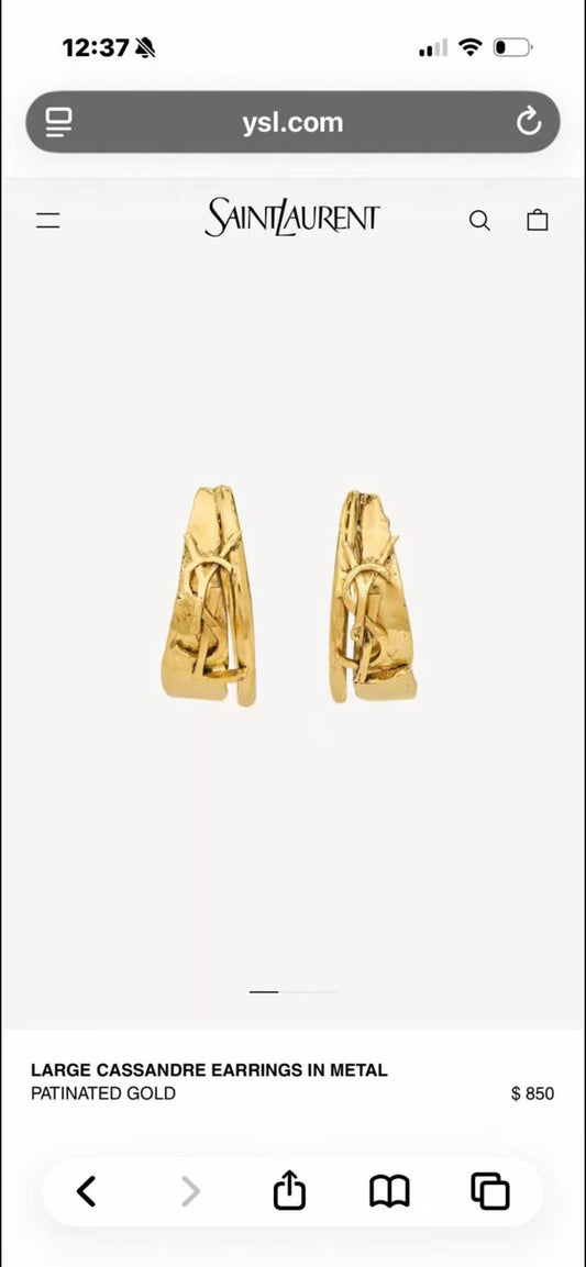 Geometric Emblem Hoop Earrings in Gold-Tone – Vintage Detail – Design 002 main product view