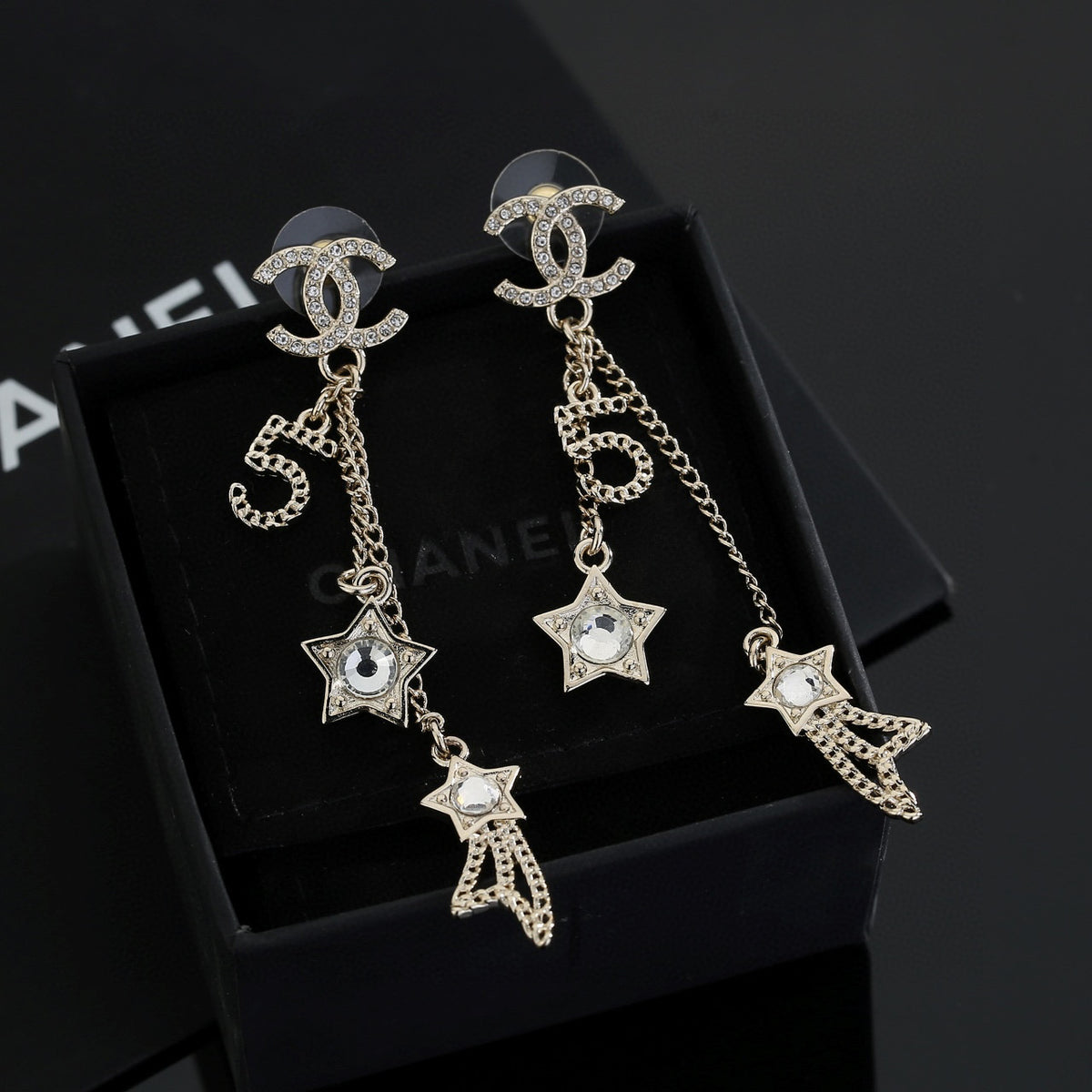 Signature Emblem Stud Earrings in Gold-Tone – Design 064 close-up detail