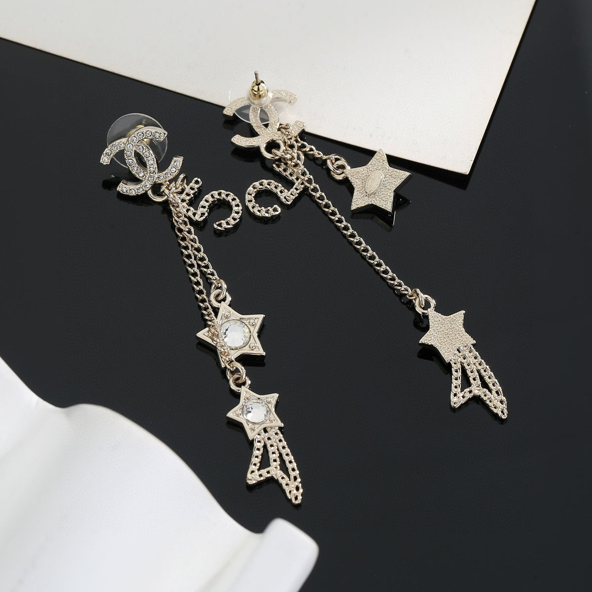 Signature Emblem Stud Earrings in Gold-Tone – Design 048 side detail