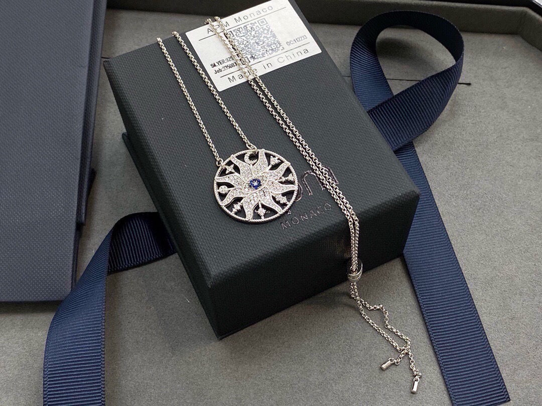 Adjustable Spike Pendant Necklace in Silver-Tone front product view