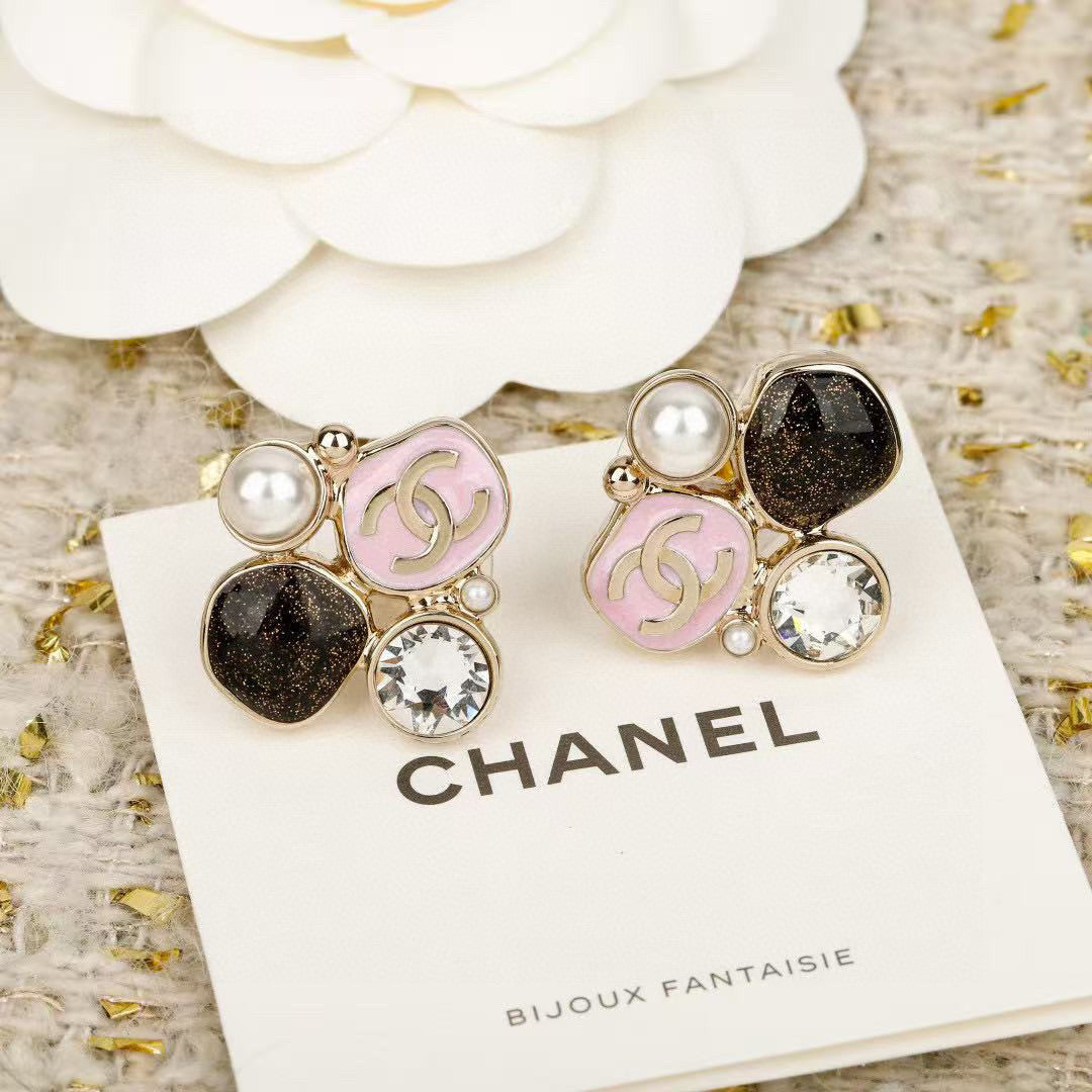 Signature Emblem Stud Earrings in Gold-Tone – Design 047 main product view