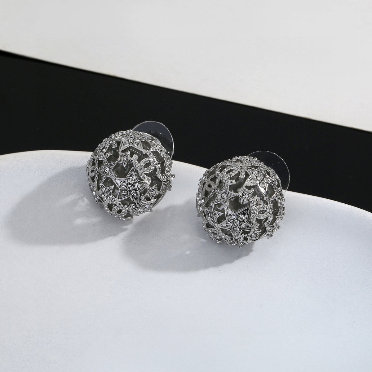 Star Stud Earrings in Gold-Tone – Star Detail – Design 008 main product view