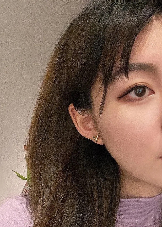 Letter Emblem Stud Earrings in Gold-Tone – Design 007 close-up detail