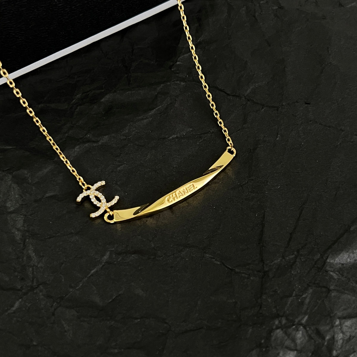Signature Emblem Pendant Necklace in Polished Metal-Tone – Design 099 front product view