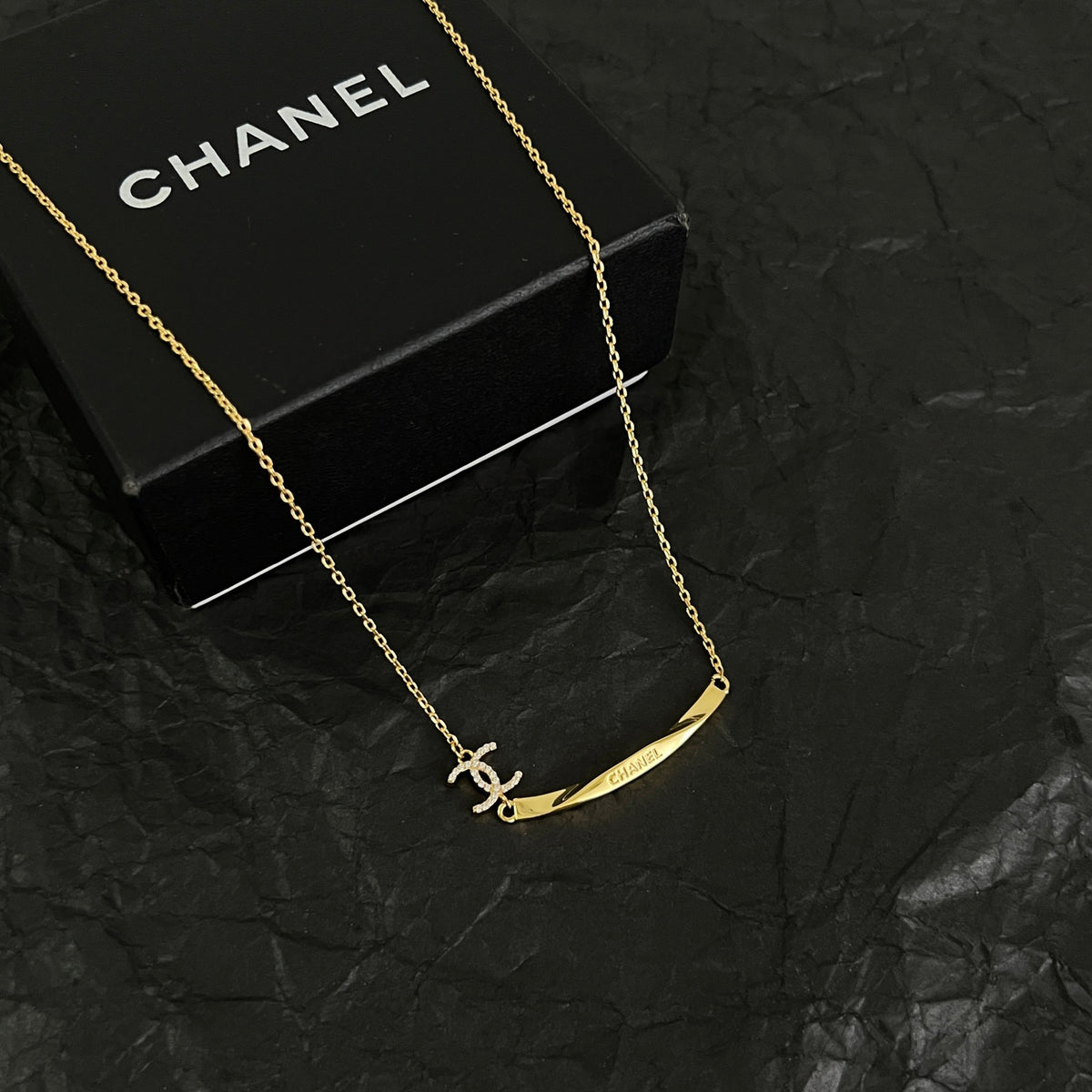 Signature Emblem Pendant Necklace in Polished Metal-Tone – Design 094 main product view