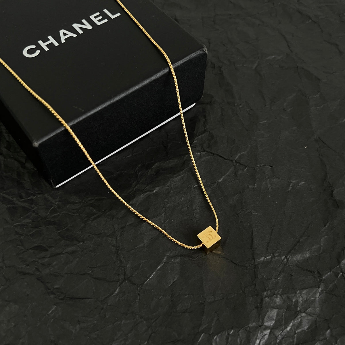Signature Emblem Pendant Necklace in Polished Metal-Tone – Design 098 side detail