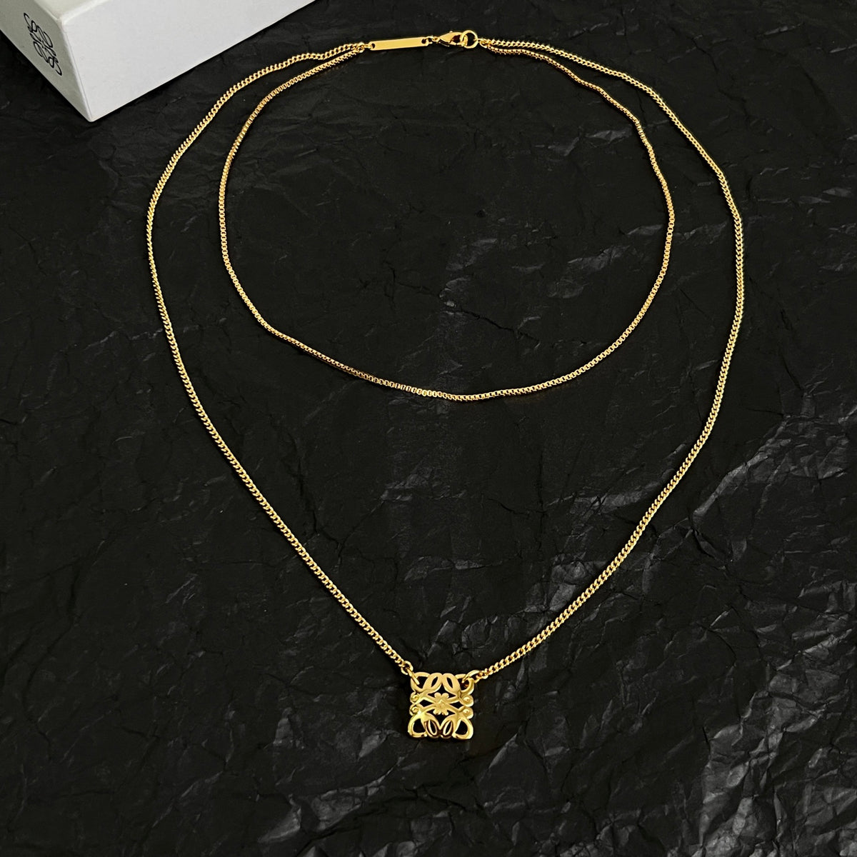 Floral Motif Pendant Necklace in Polished Metal-Tone – Design 02 styled view