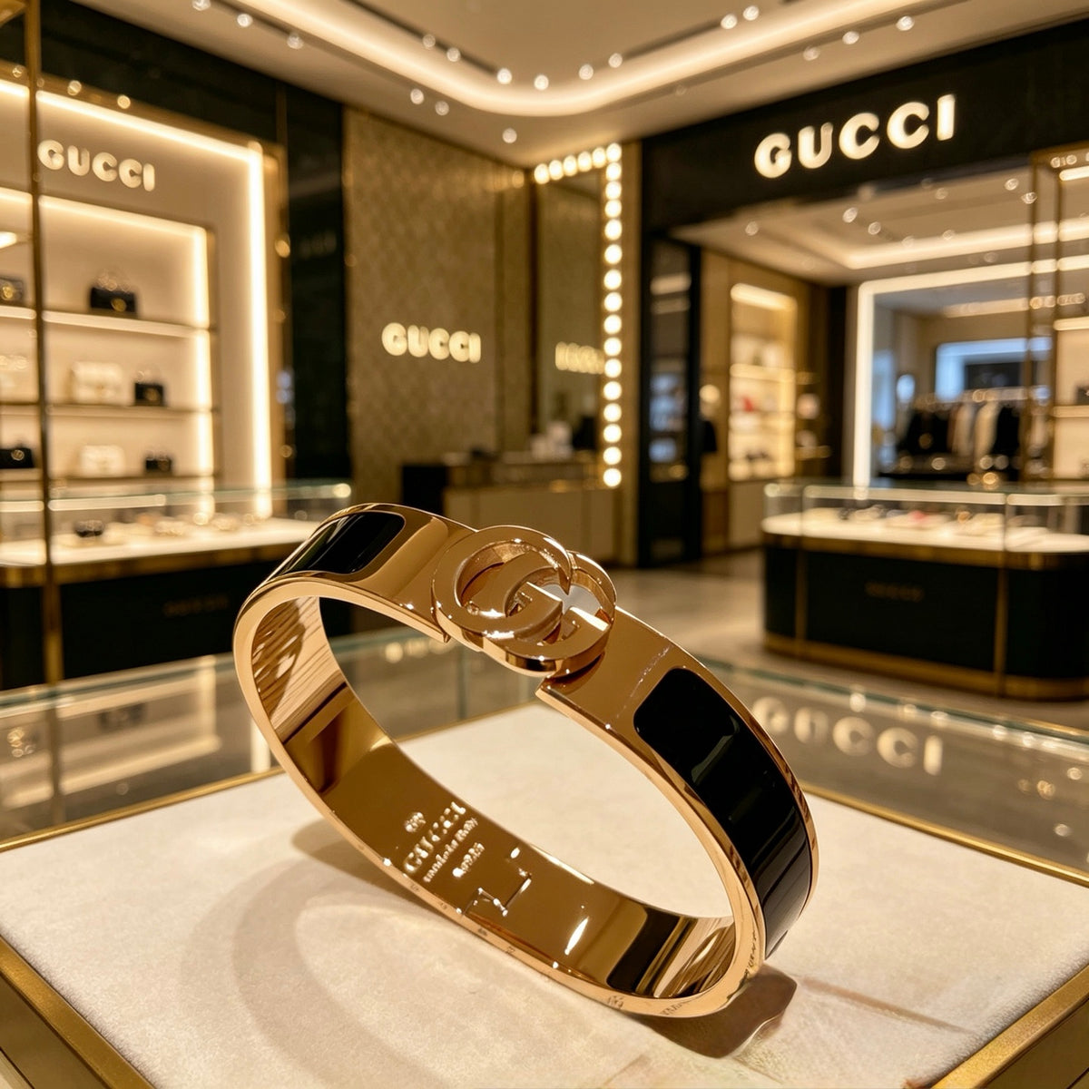 Double-G Emblem Bangle in Gold-Tone – Design 011 front product view