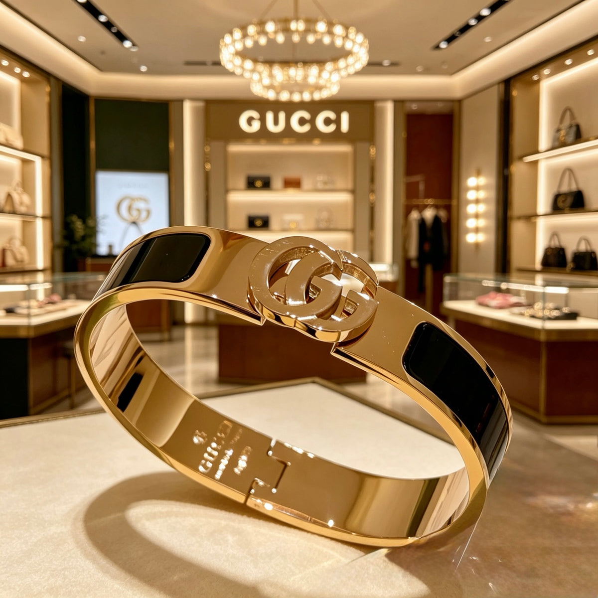 Double-G Emblem Bangle in Gold-Tone – Design 011 front product view