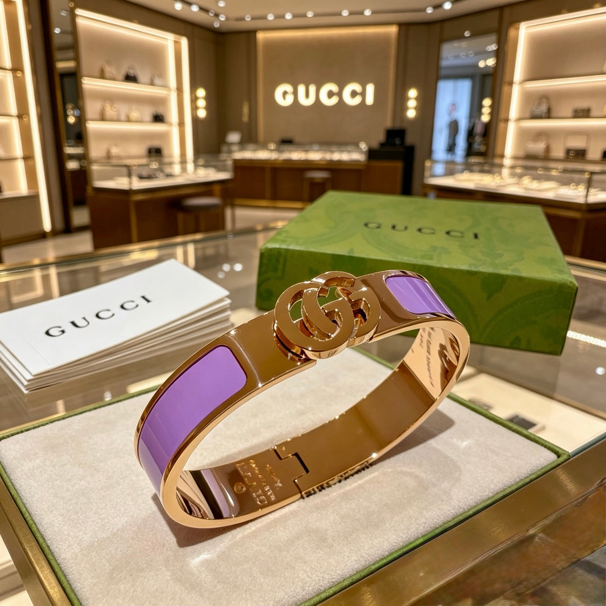 Double-G Emblem Bangle in Gold-Tone – Design 010 front product view