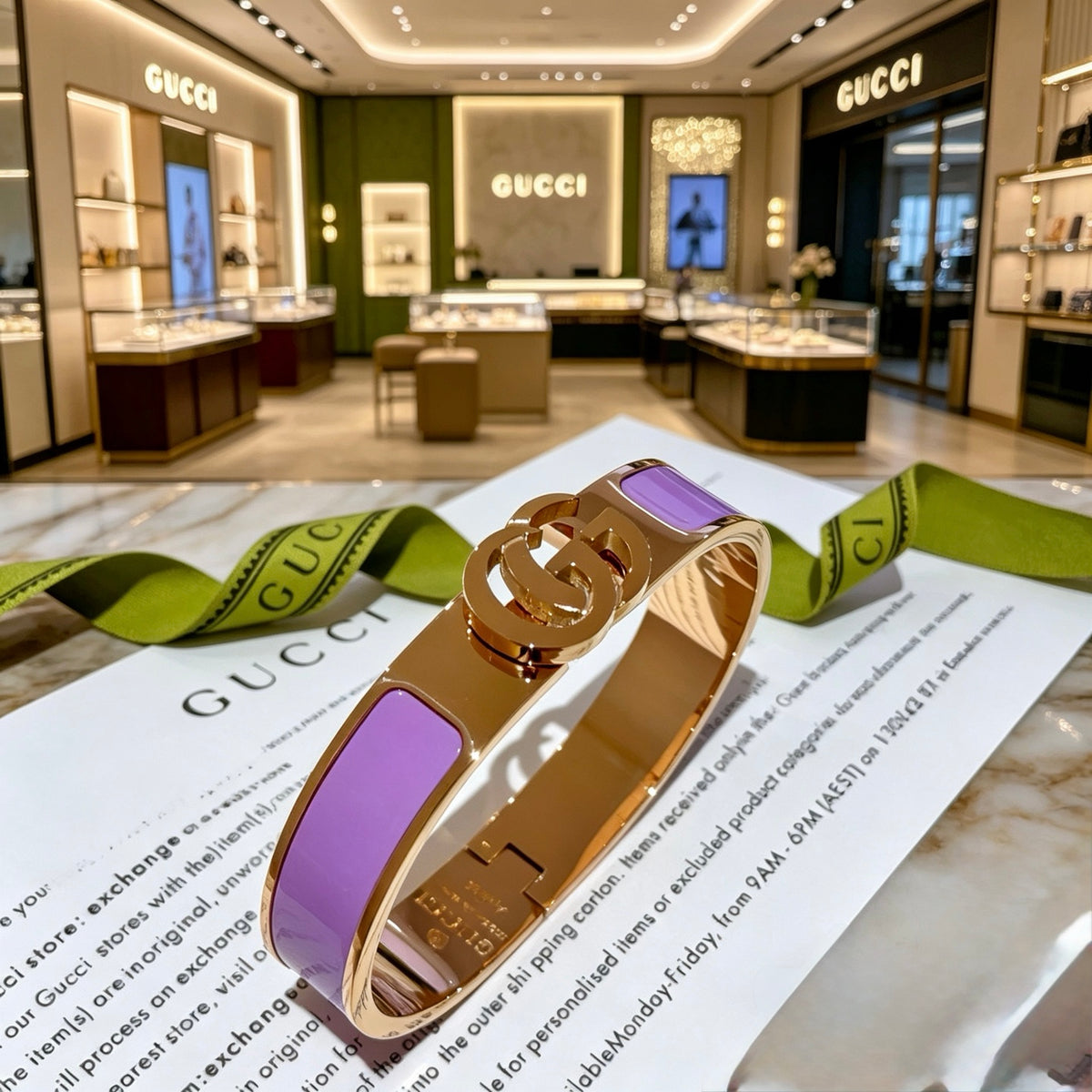 Double-G Emblem Bangle in Gold-Tone – Design 010 front product view