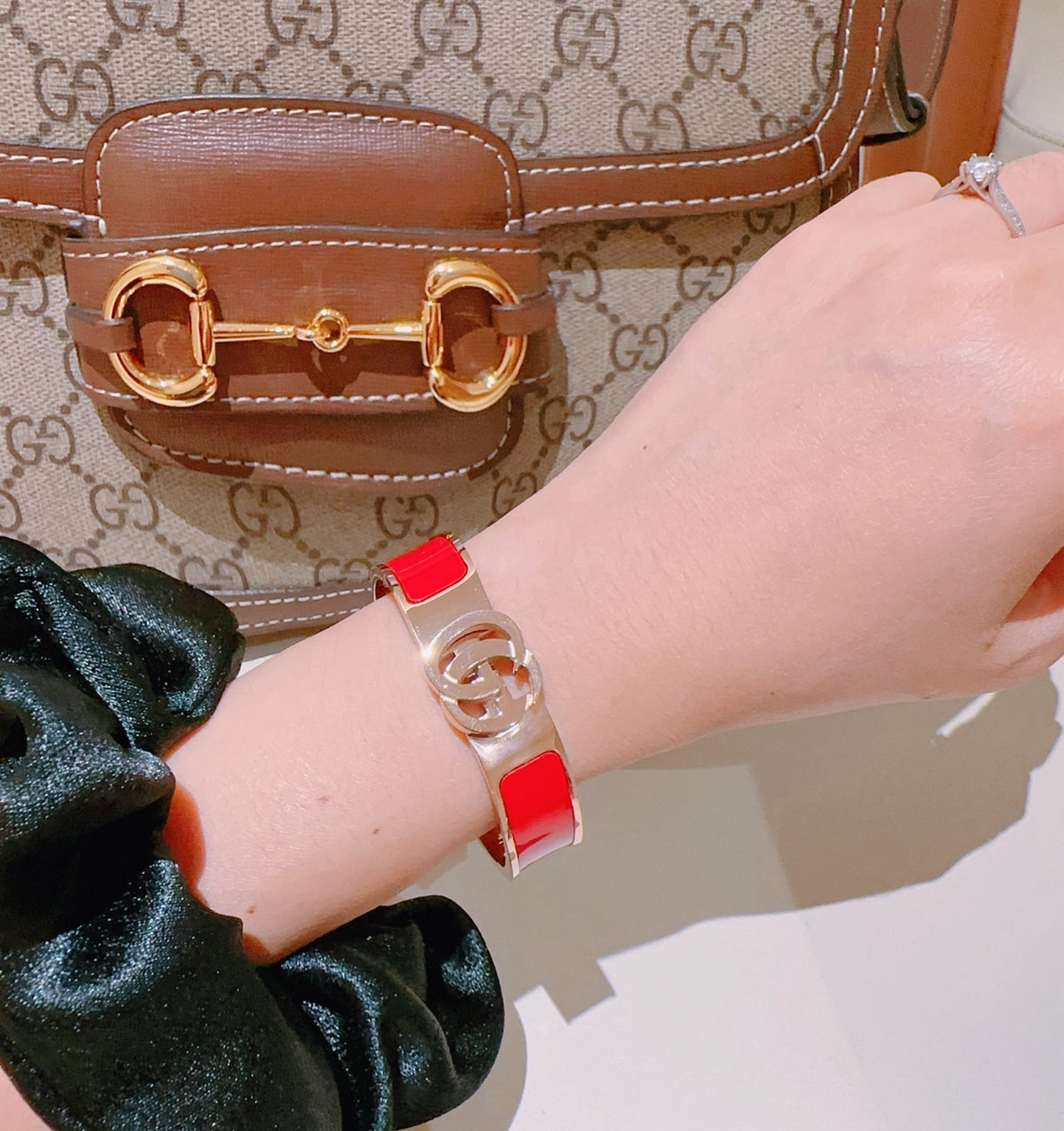Double-G Emblem Bangle in Gold-Tone – Design 009 styled product view