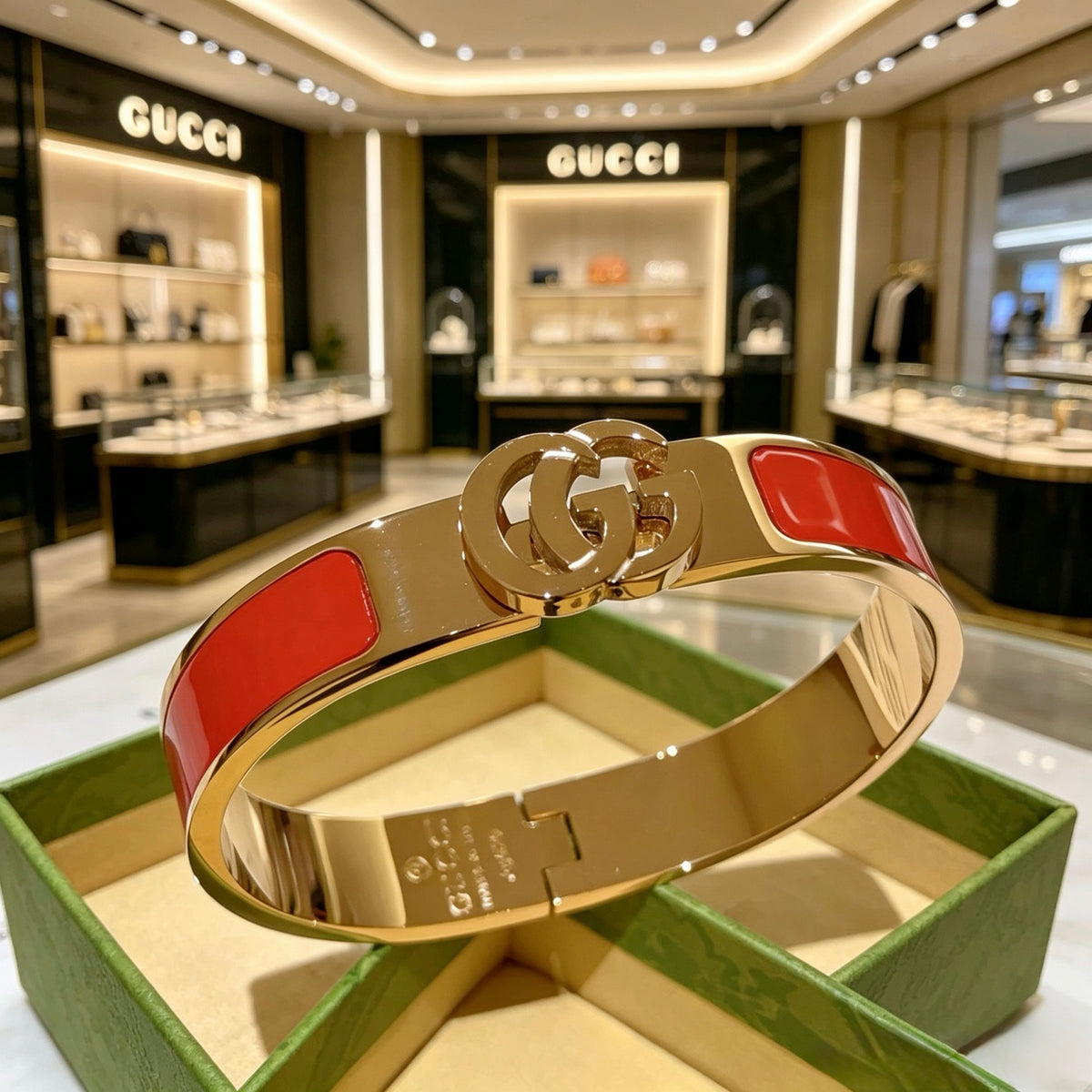 Double-G Emblem Bangle in Gold-Tone – Design 009 close-up detail