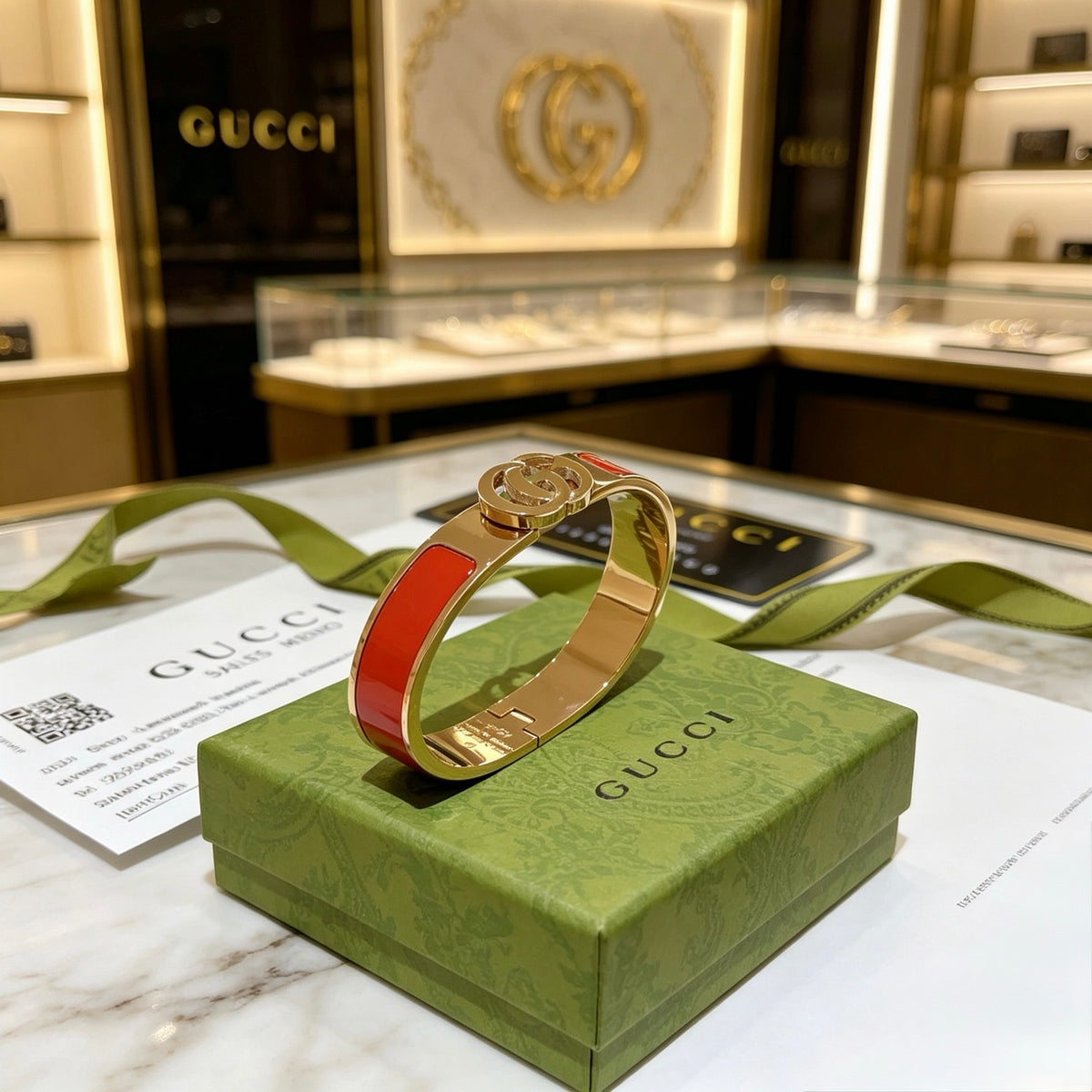 Double-G Emblem Bangle in Gold-Tone – Design 009 front product view