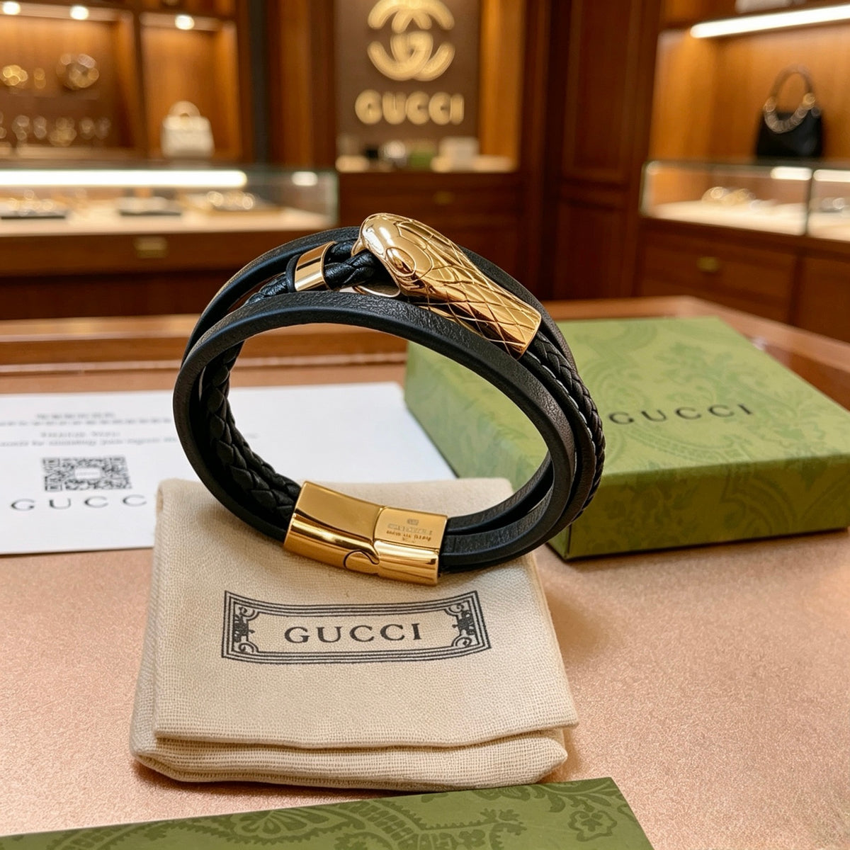 Double-G Emblem Bangle in Silver-Tone – Vintage Detail – Design 017 front product view