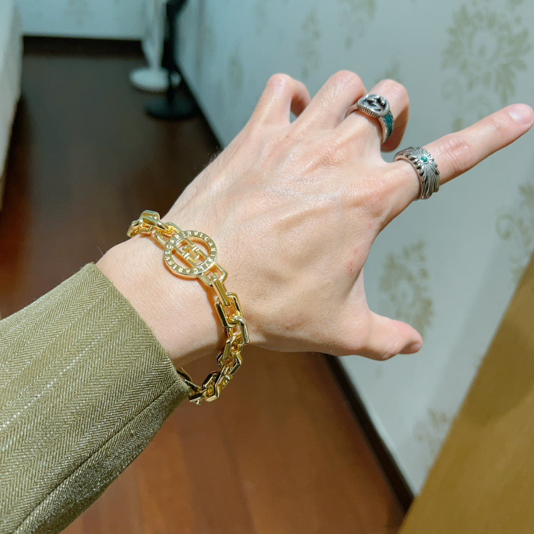 Geometric Emblem Statement Ring in Polished Metal-Tone – Design 104 main product view