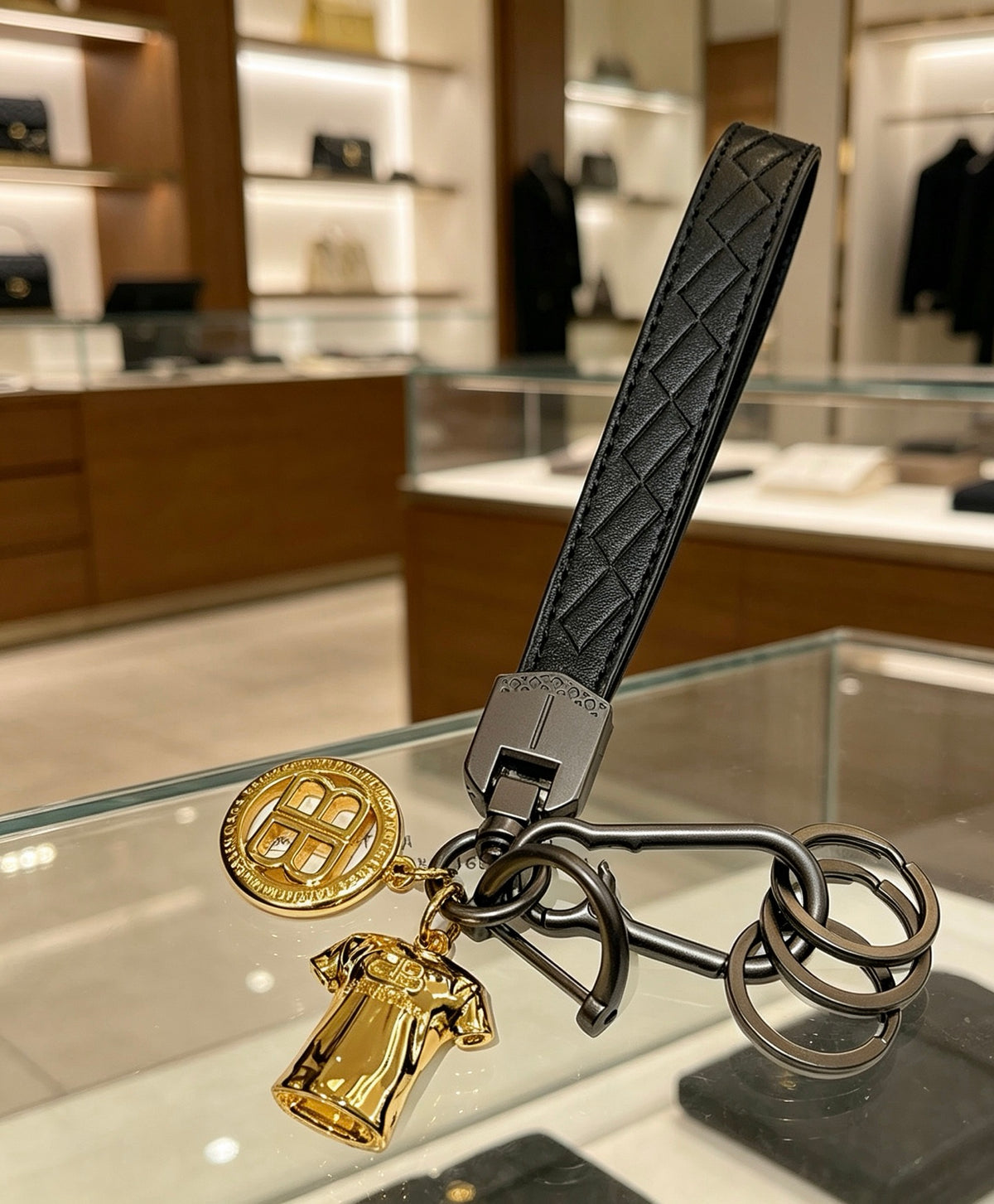 Key Jewelry Accessory in Polished Metal-Tone – Design 028 close-up detail