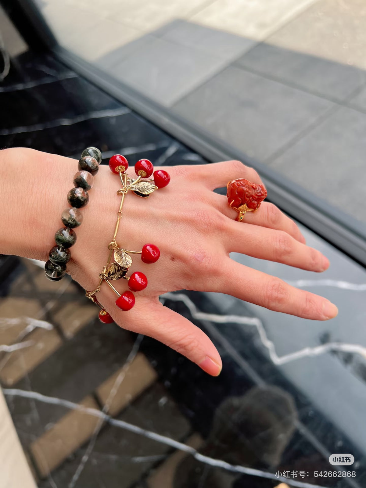 Geometric Emblem Bracelet in Gold-Tone – Design 004 detail view