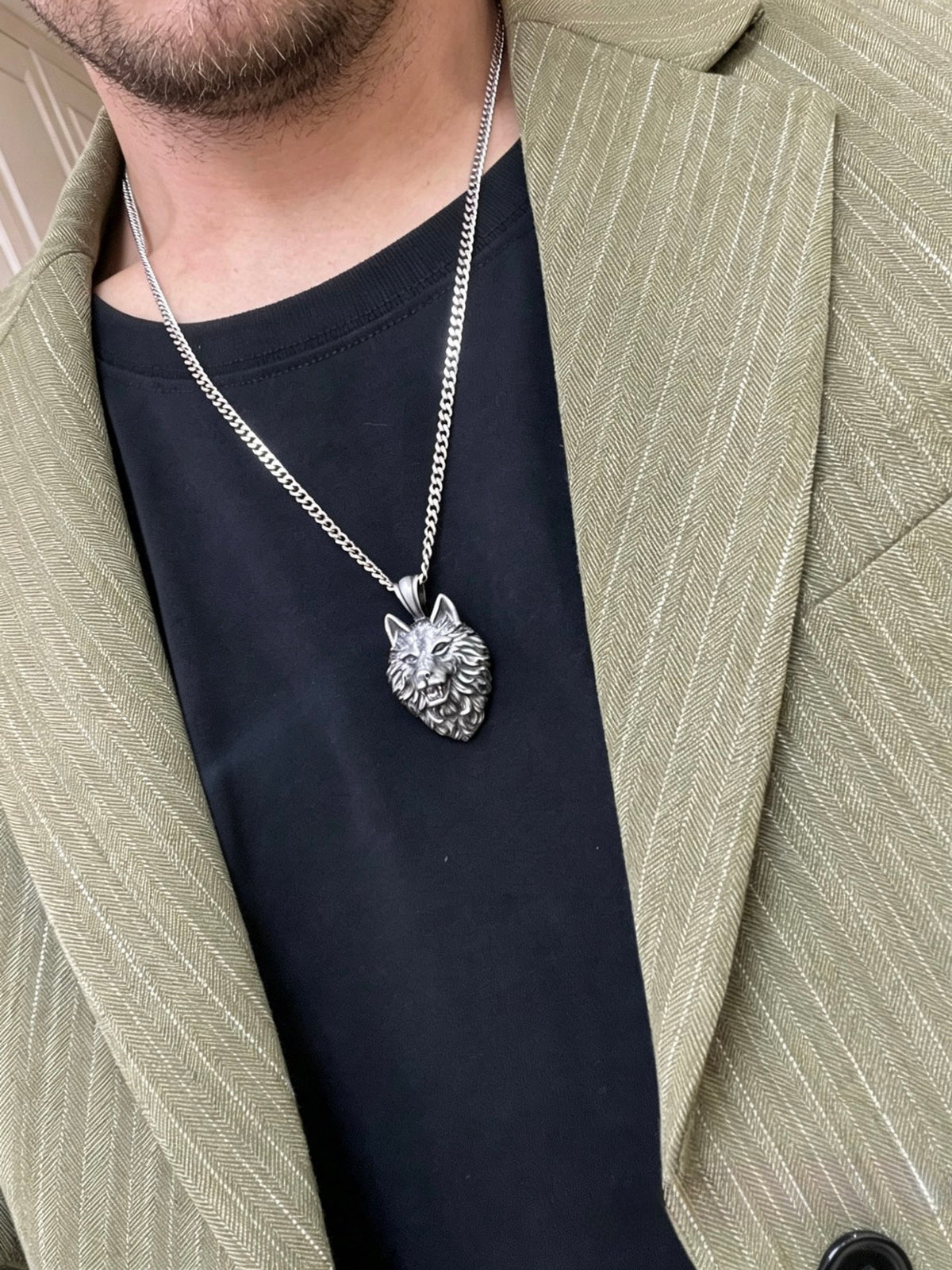 Double-G Emblem Pendant Necklace in Polished Metal-Tone – Design 144 main product view