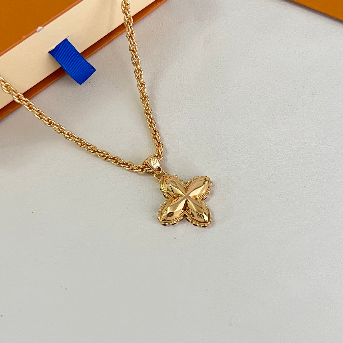 Geometric Emblem Pendant Necklace in Polished Metal-Tone – Design 036 side detail