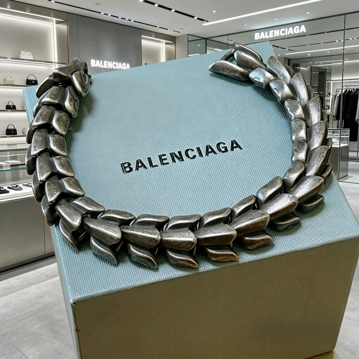 Geometric Emblem Bracelet in Polished Metal-Tone – Vintage Detail – Design 010 front product view