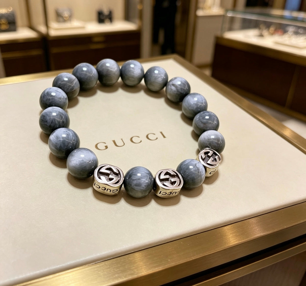 Double-G Emblem Bracelet in Polished Metal-Tone – Vintage Detail – Design 010 main product view