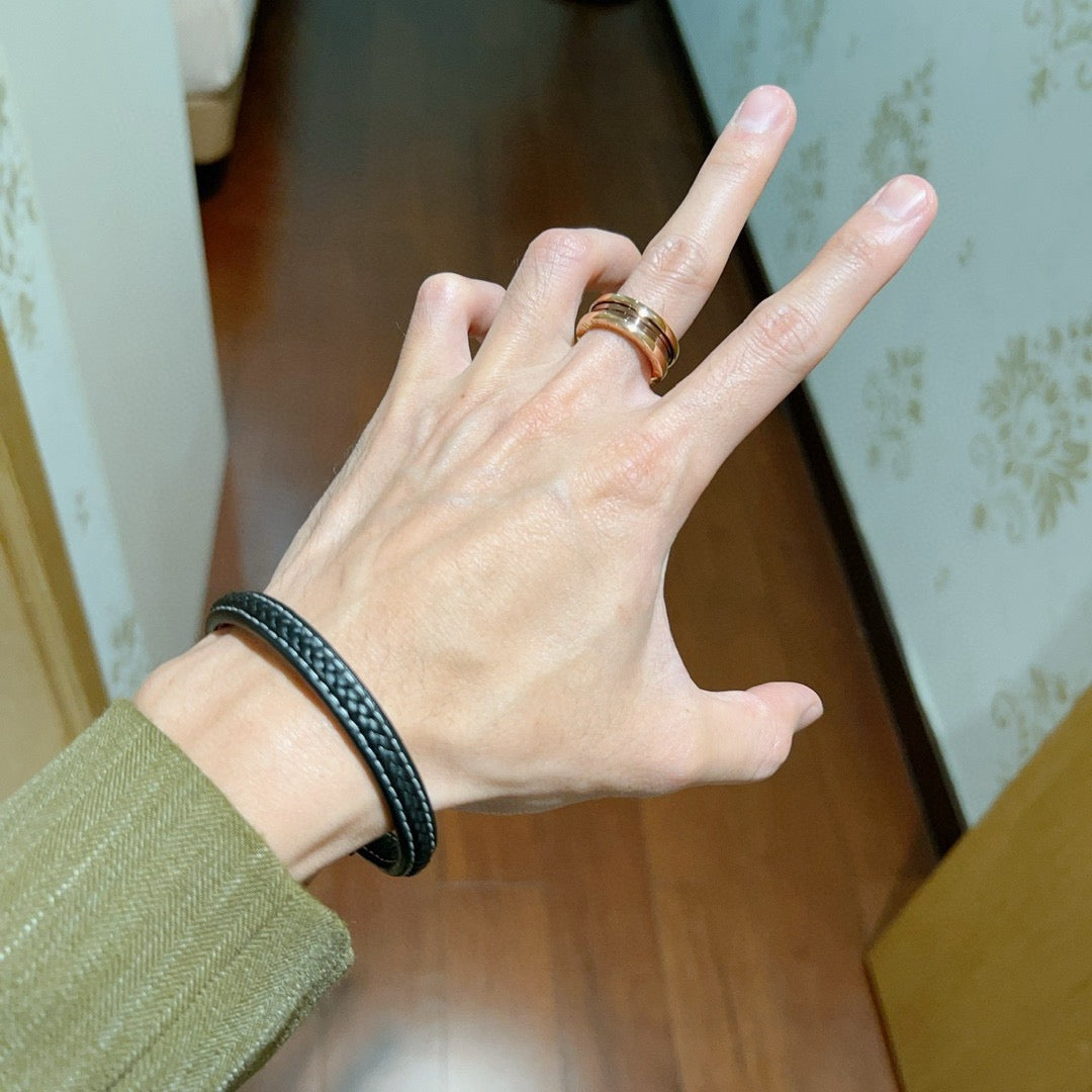 Geometric Emblem Statement Ring in Rose-Gold-Tone – Rose Gold Detail – Design 006 styled product view