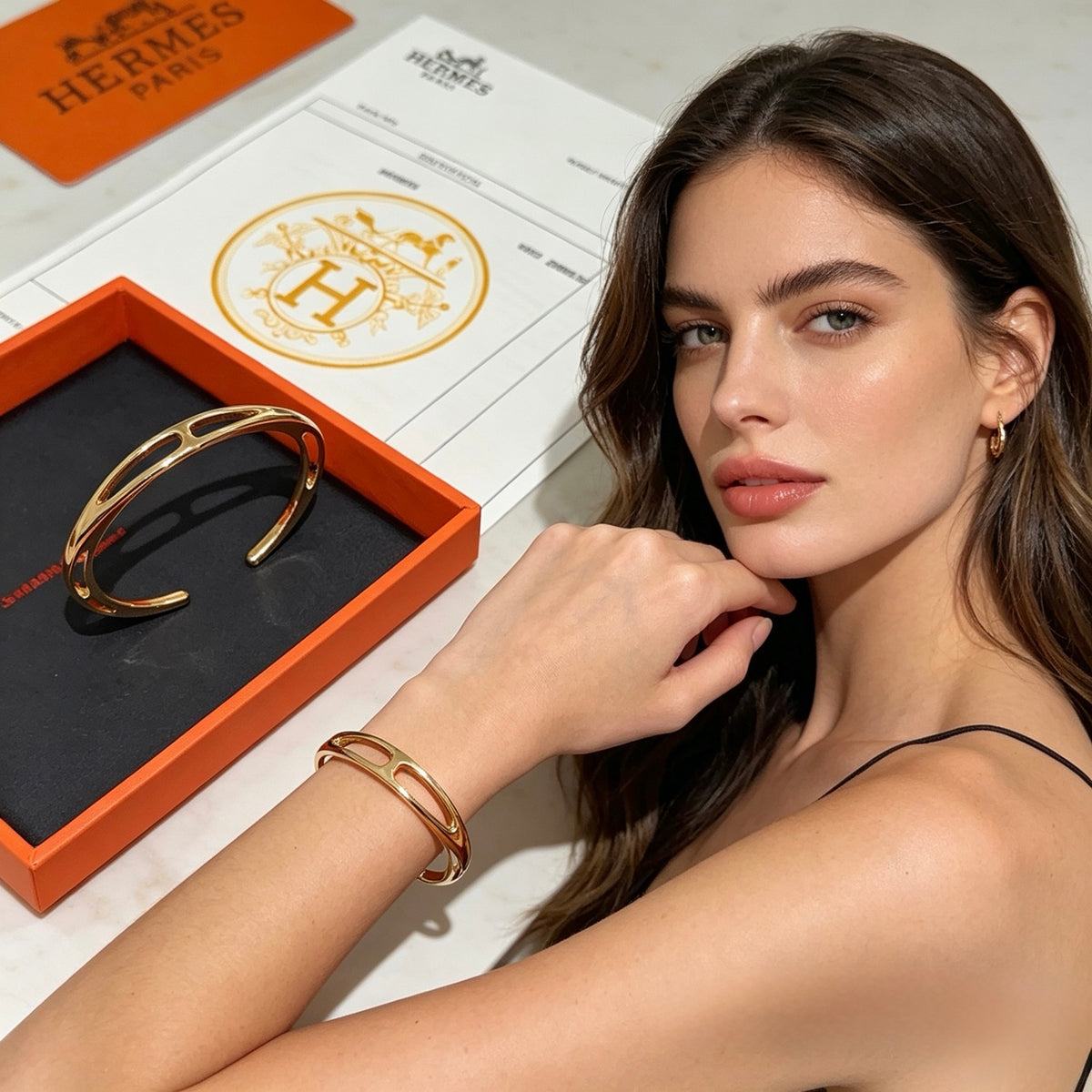 Horse Bangle in Gold-Tone – Design 034 styled product view