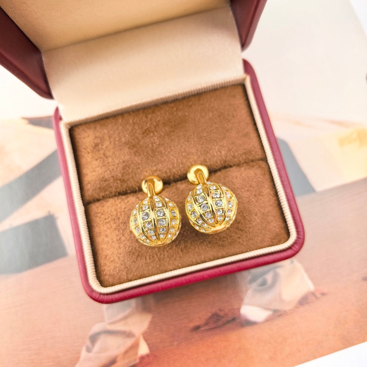 Signature Emblem Statement Earrings in Polished Metal-Tone – Design 08 styled detail