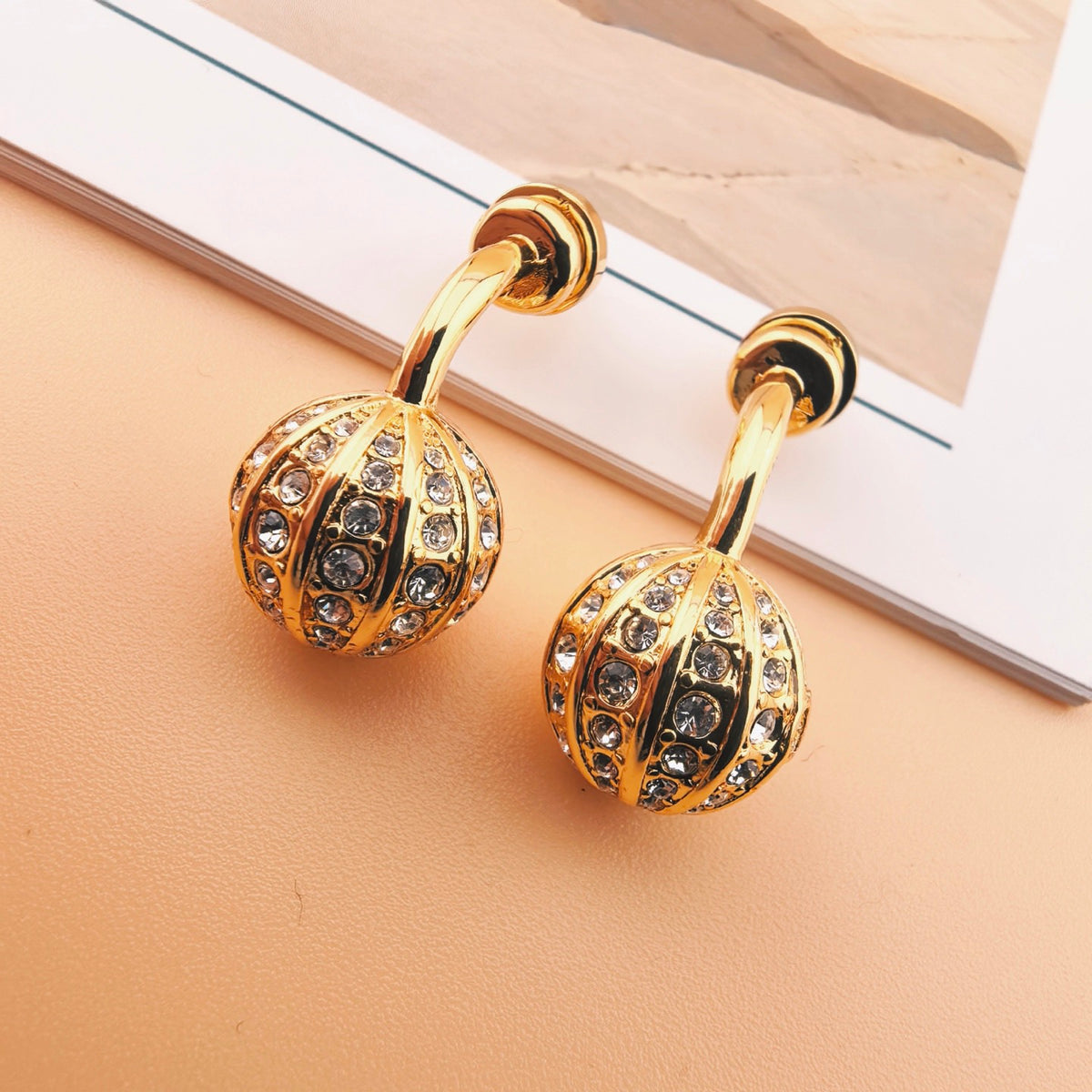 Signature Emblem Statement Earrings in Polished Metal-Tone – Design 09 front view