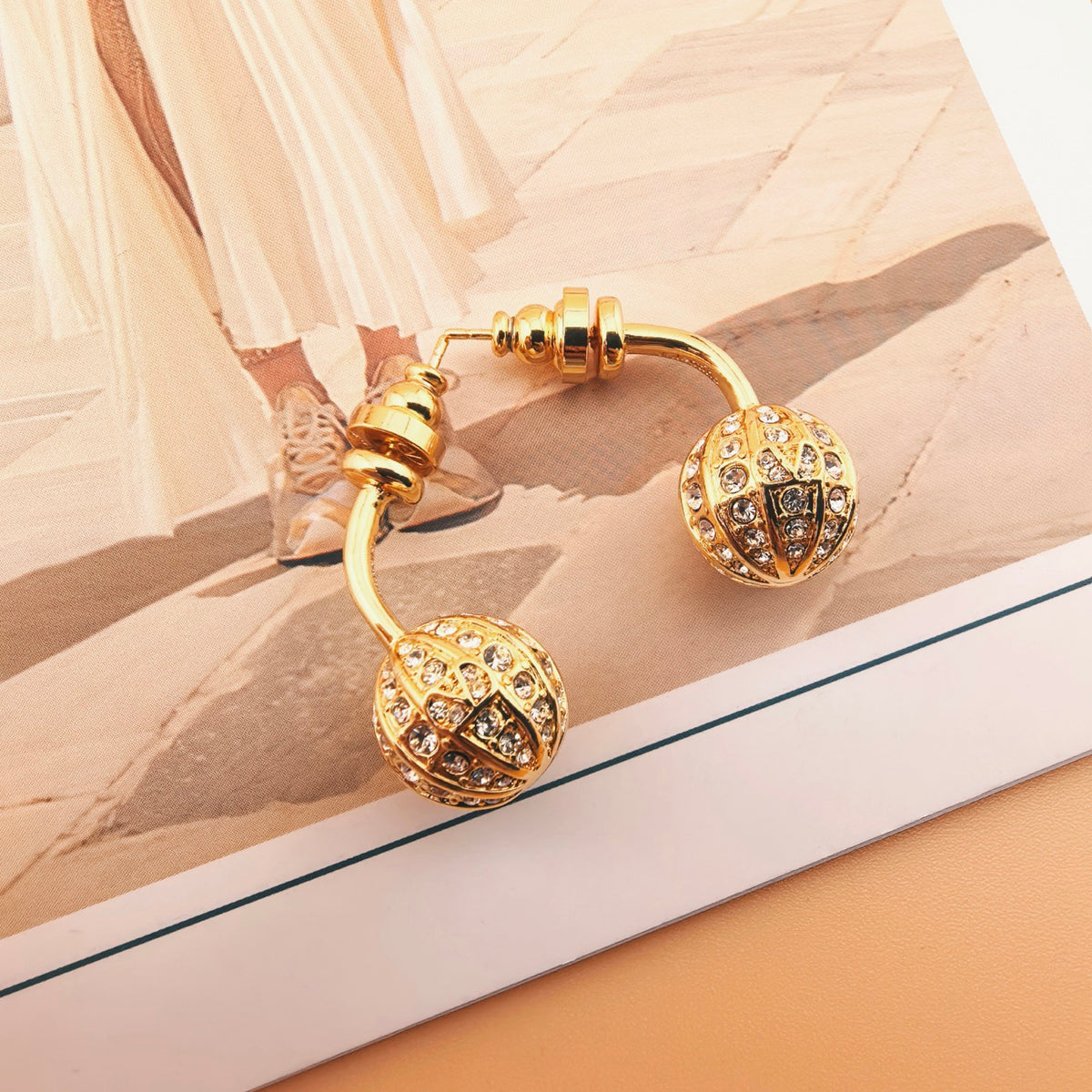 Signature Emblem Statement Earrings in Polished Metal-Tone – Design 08 detail view