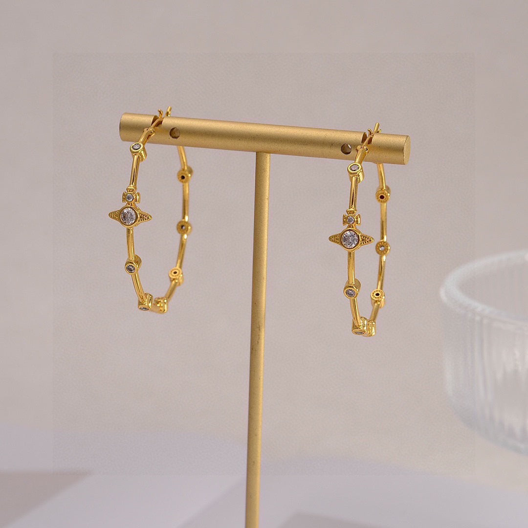 Orb Stud Earrings in Polished Metal-Tone – Design 018 styled product view