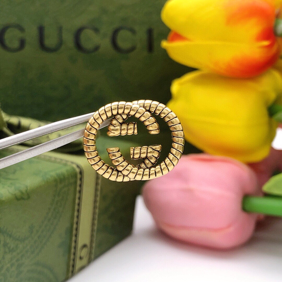 Floral Stud Earrings in Polished Metal-Tone – Design 010 main product view