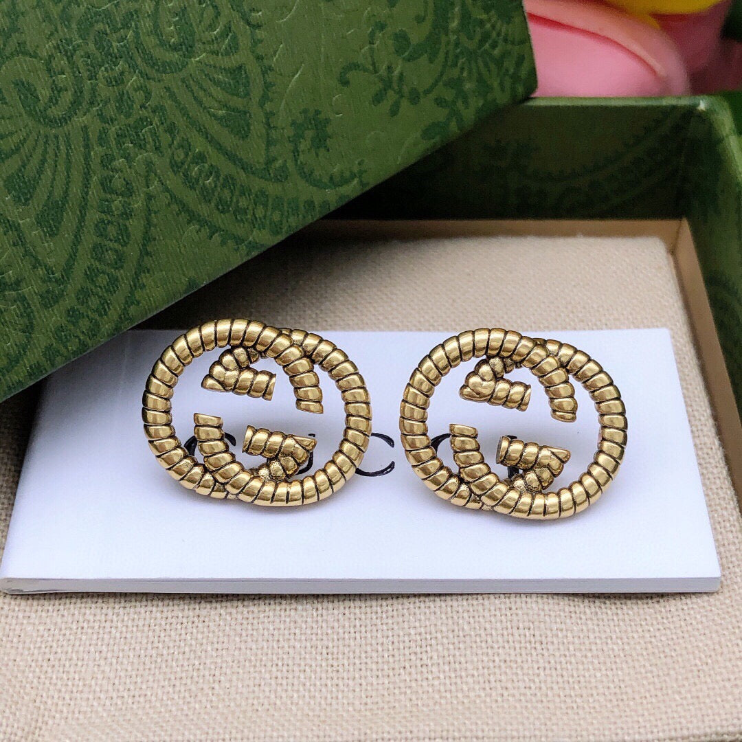 Floral Stud Earrings in Polished Metal-Tone – Design 010 styled product view