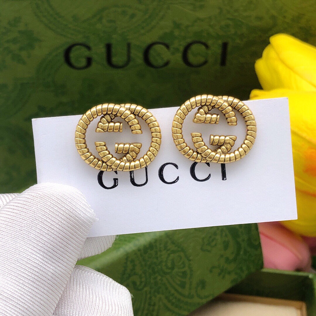 Floral Stud Earrings in Polished Metal-Tone – Design 010 main product view