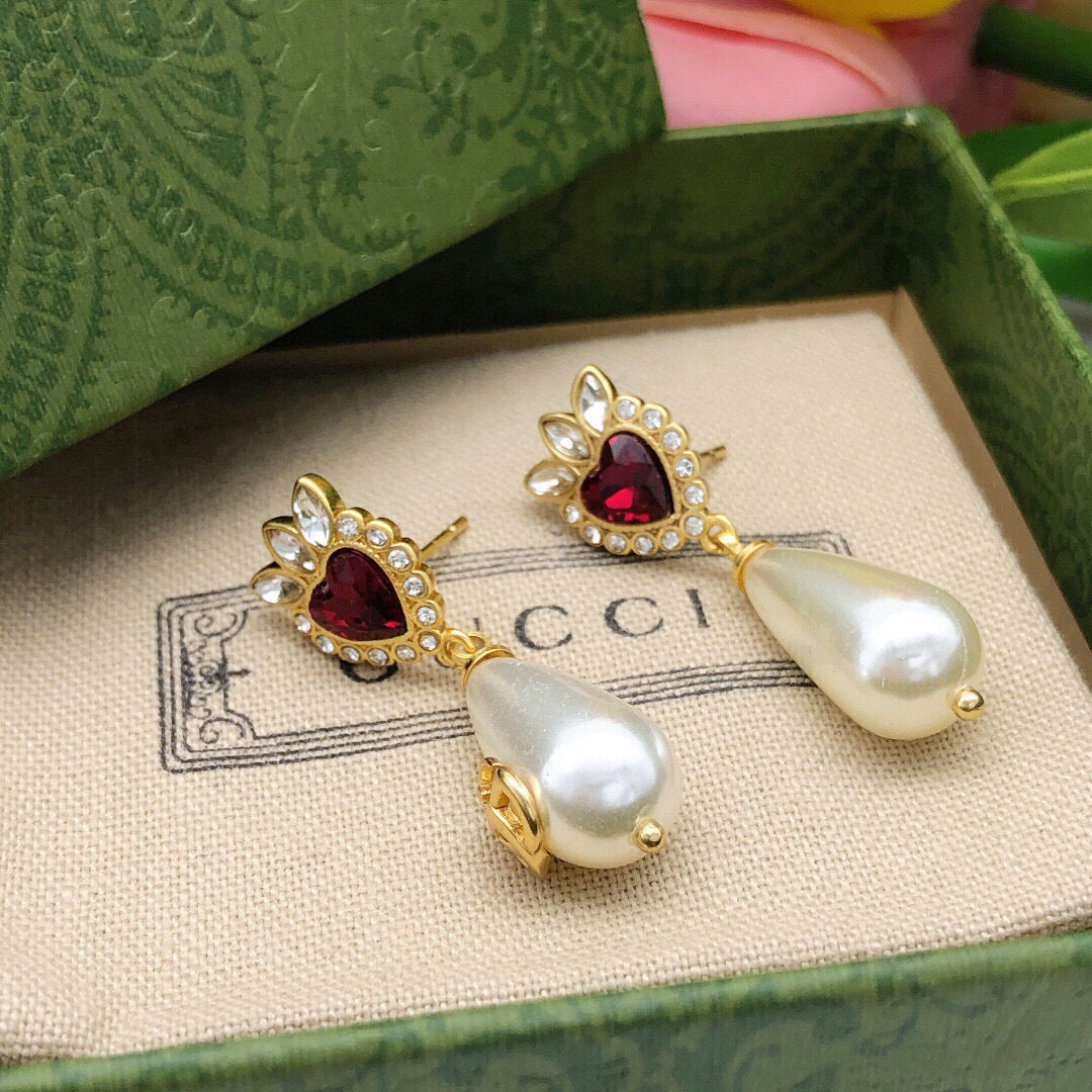 Geometric Emblem Statement Earrings in Polished Metal-Tone – Design 001 close-up detail