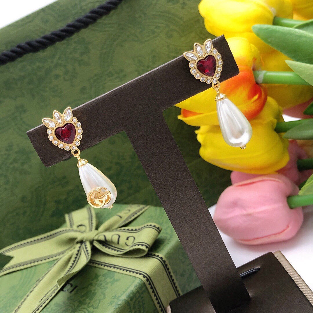 Geometric Emblem Statement Earrings in Polished Metal-Tone – Design 001 styled product view