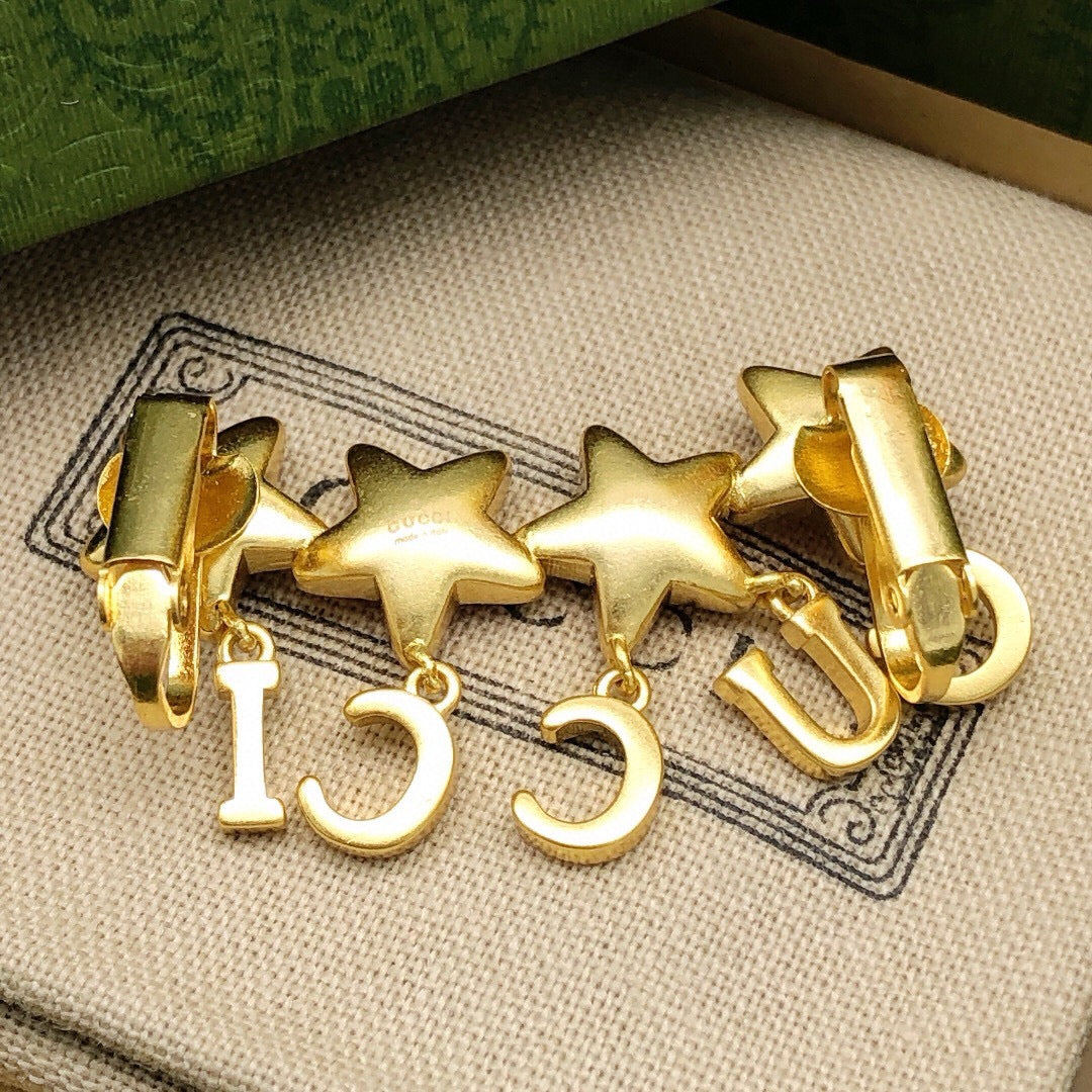 Star Statement Earrings in Polished Metal-Tone – Crystal Detail styled product view