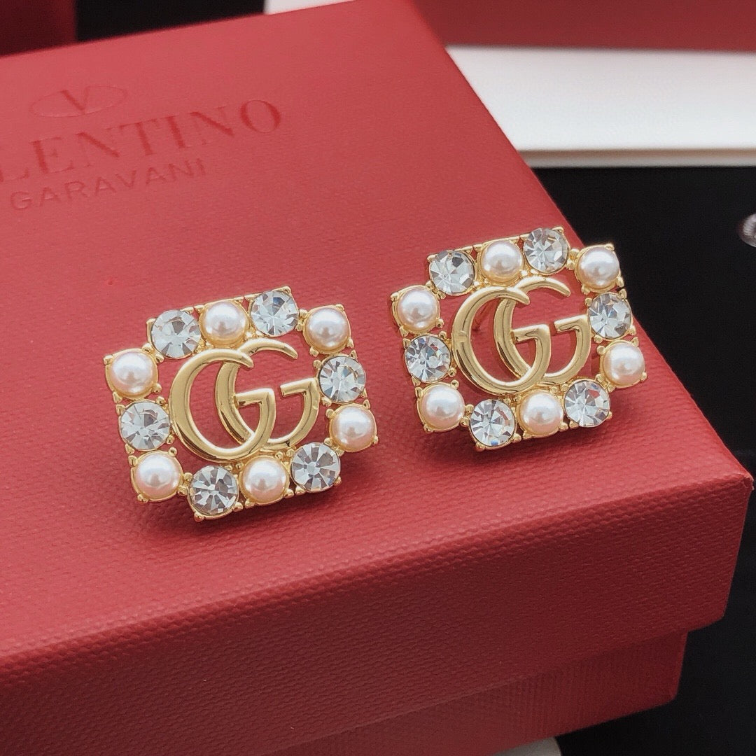Square Stud Earrings in Gold-Tone close-up detail