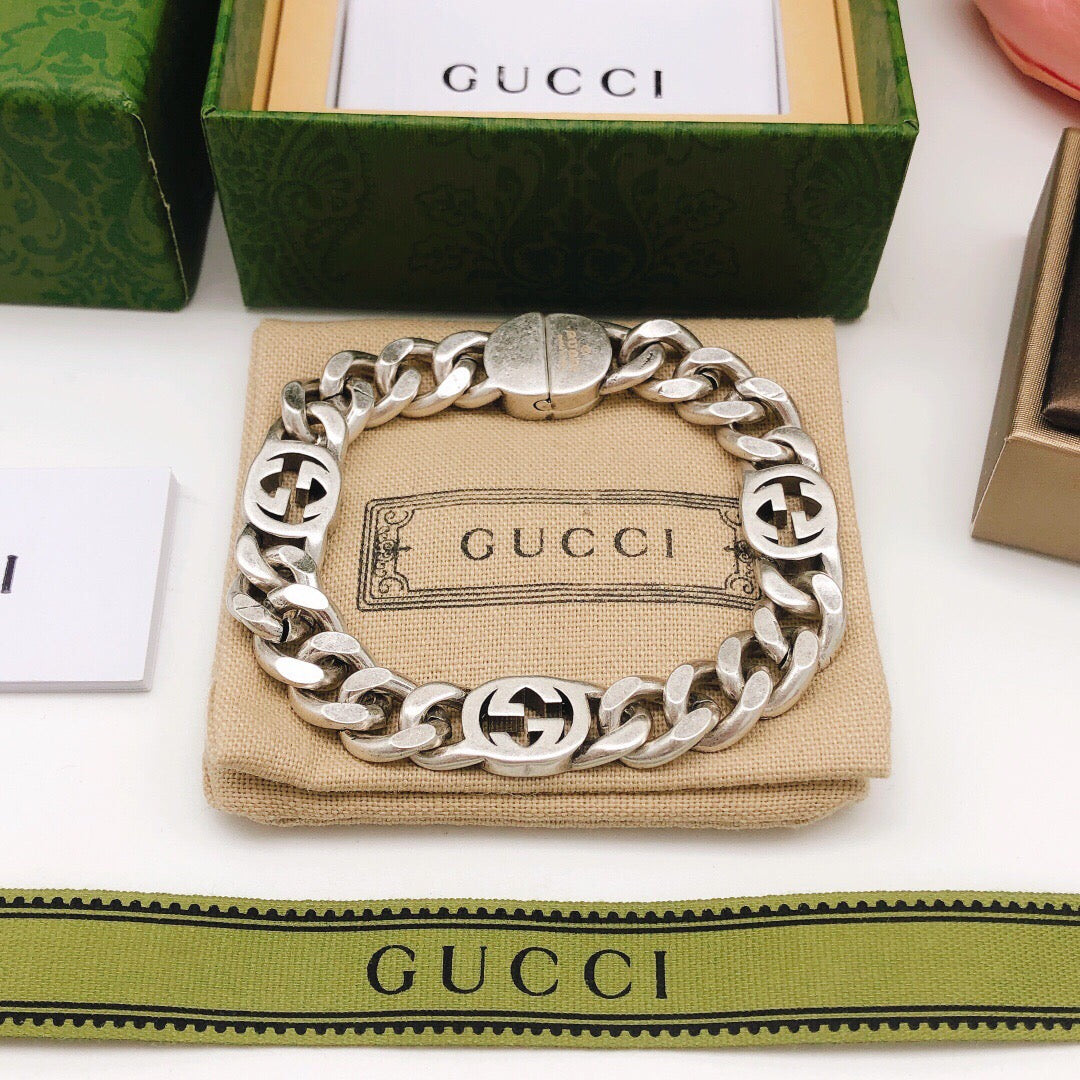 Geometric Emblem Bracelet in Silver-Tone – Design 008 front product view
