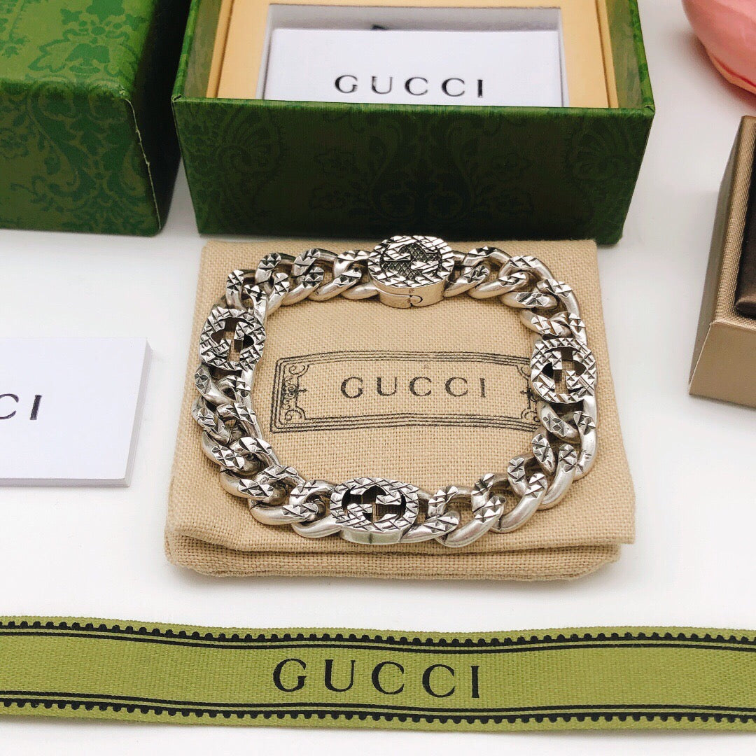 Geometric Emblem Bracelet in Silver-Tone – Design 008 main product view