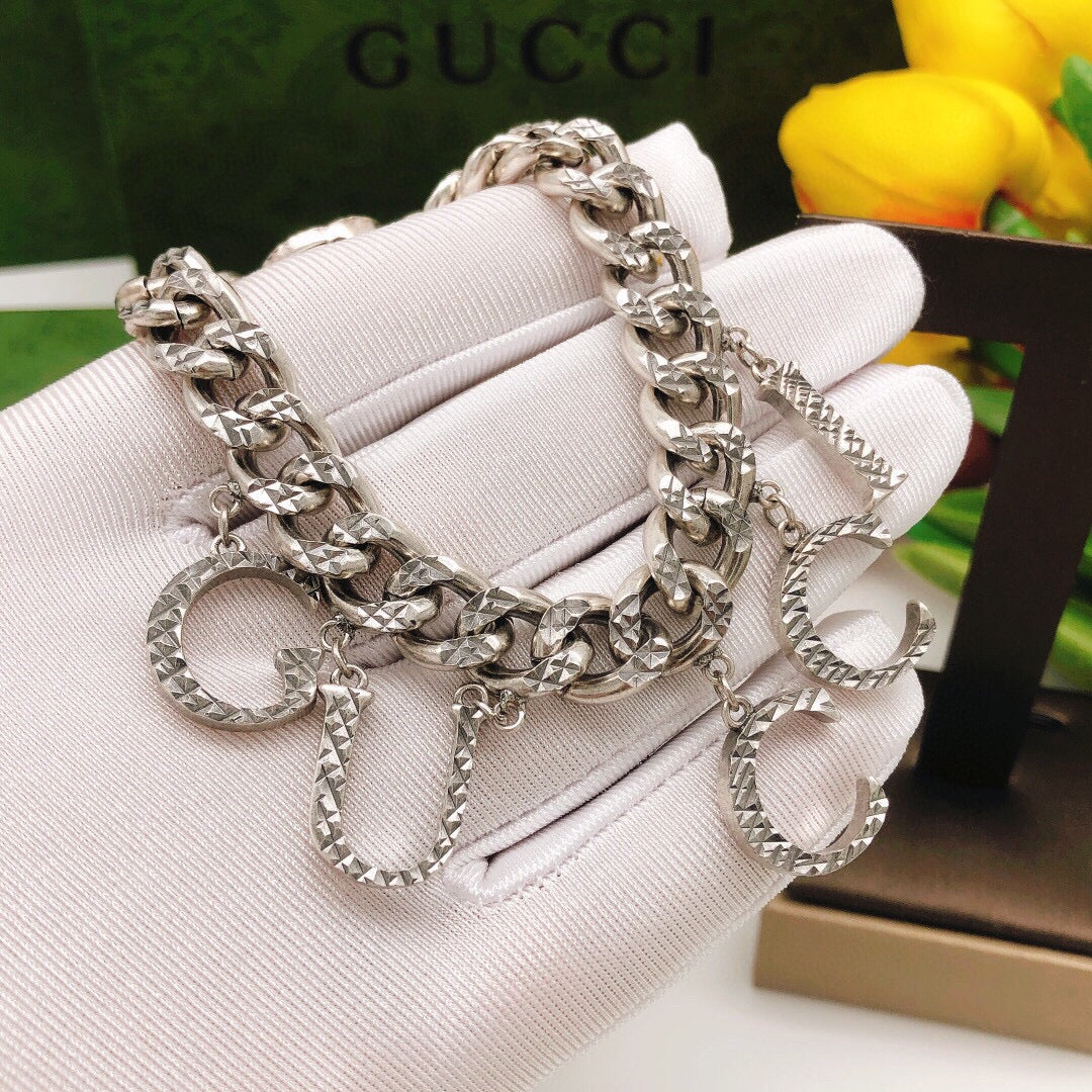 Geometric Emblem Bracelet in Silver-Tone – Design 007 detail view