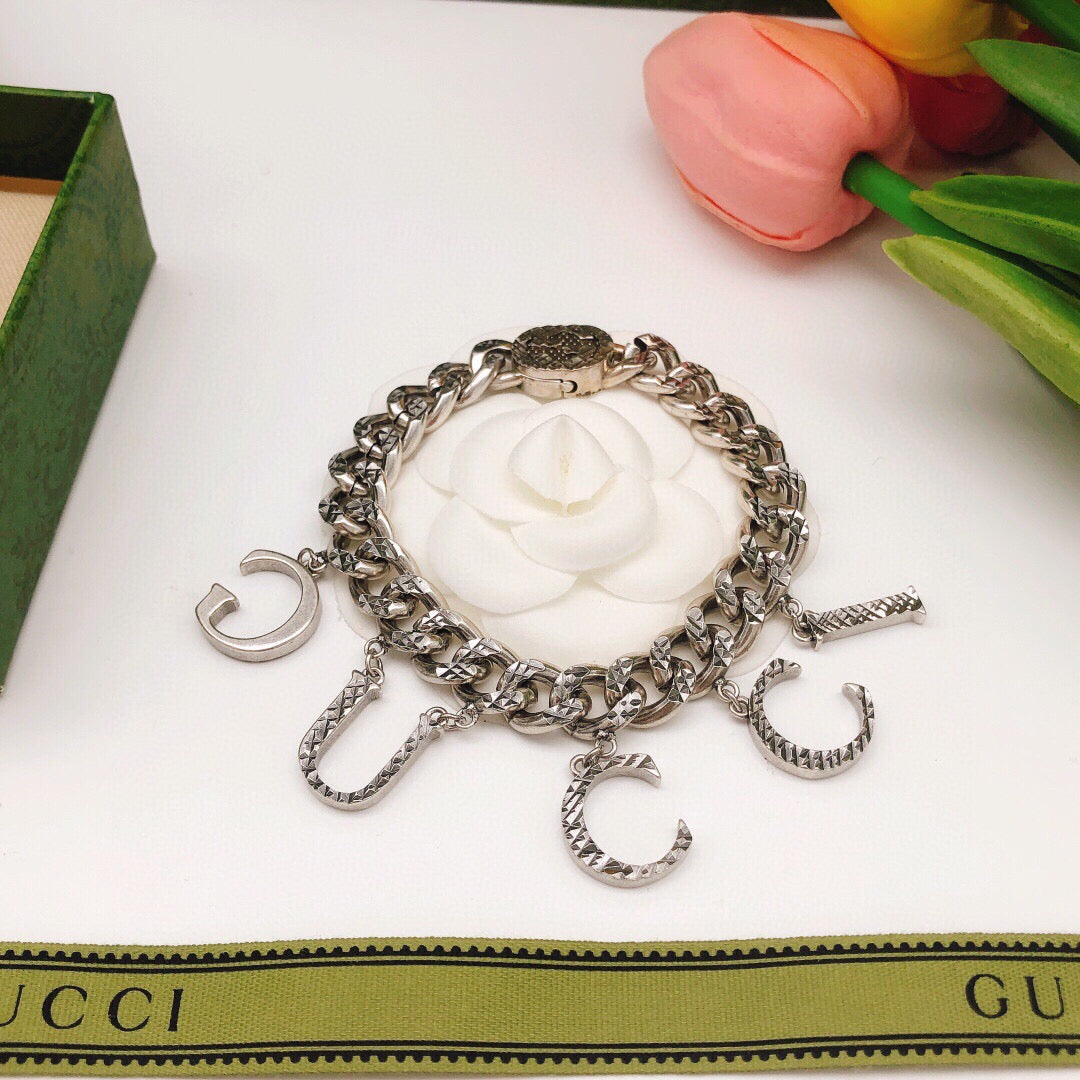 Geometric Emblem Bracelet in Silver-Tone – Design 007 styled product view