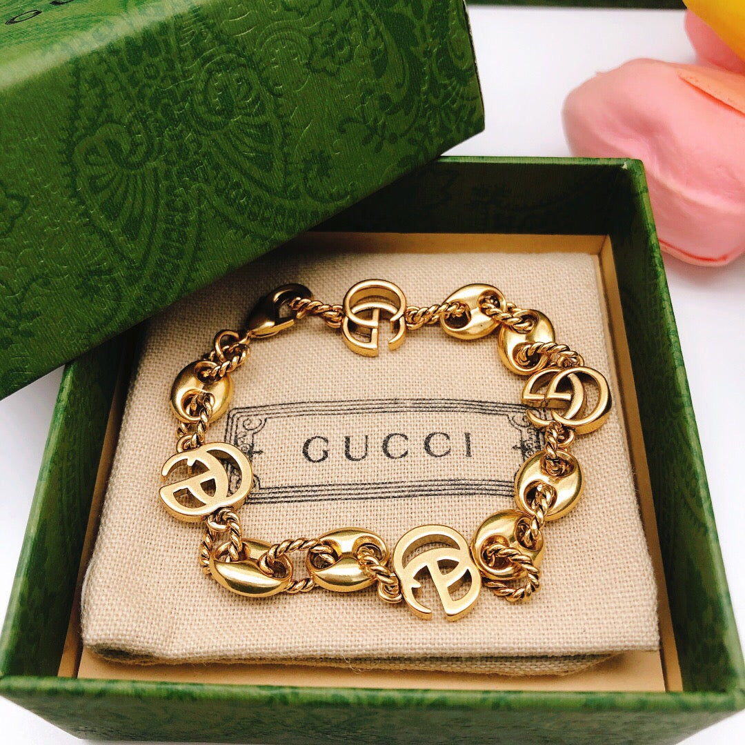 Geometric Emblem Bracelet in Polished Metal-Tone – Design 021 main product view